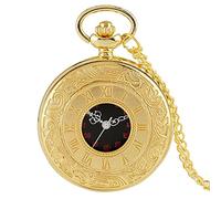 Orologio da taschino, Orologio da taschino Numeri neri Orologio da taschino al quarzo Uomo Donna Cassa cava nera Collana con pendente vintage Migliori regali for uomo Donna (Color : Gold 80cm Chain) (