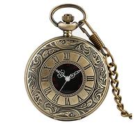 Orologio da taschino, Orologio da taschino Numeri neri Orologio da taschino al quarzo Uomo Donna Cassa cava nera Collana con pendente vintage Migliori regali for uomo Donna (Color : Gold 80cm Chain) (