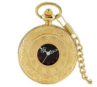 Orologio da taschino, Orologio da taschino Numeri neri Orologio da taschino al quarzo Uomo Donna Cassa cava nera Collana con pendente vintage Migliori regali for uomo Donna (Color : Gold 80cm Chain) (