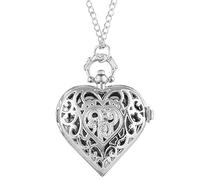 Orologio da taschino, Orologio da taschino Orologio da taschino al quarzo a forma di cuore romantico Collana con pendente a catena Orologio da donna Regali souvenir for ragazze Donne (Colore : Nero) (