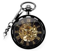 Orologio da taschino, orologio da taschino per regalo di papà, numeri romani, orologio da taschino meccanico, collana vintage con cassa in numeri romani vuoti, orologio c