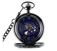 Orologio da taschino, orologio da uomo Orologio da taschino meccanico trasparente retrò Orologio da scheletro con patta vintage con catena