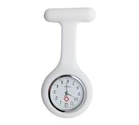 Orologio da taschino per infermieri, con spilla, in silicone, da donna, per il settore sanitario e infermieristico, bianco, Compatto