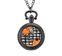 Orologio da taschino vintage a forma di zucche e a scacchi, in lega, idea regalo per uomini e donne, Stile nero, misura unica