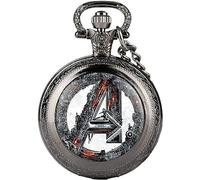 Orologio da Taschino Vintage al Quarzo con Collana a Tema Avenger for Uomo Donna Bambino - Cacciatore Completo - su Catena da 80 cm / 32 Pollici (Color : Schwarz)