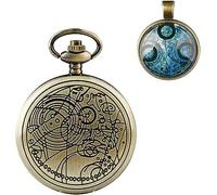 Orologio da Taschino Vintage al Quarzo Doctor Who Orologio da Taschino con Cassa in Bronzo Quarzo Full Hunter Quadrante Bianco e Ciondolo Collana da Uomo retrò Dr Who (Color : Style 08)