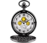 Orologio da Taschino Vintage al Quarzo Doctor Who Orologio da Taschino con Cassa in Bronzo Quarzo Full Hunter Quadrante Bianco e Ciondolo Collana da Uomo retrò Dr Who (Color : Schwarz)