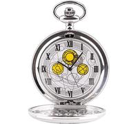 Orologio da Taschino Vintage al Quarzo Doctor Who Orologio da Taschino con Cassa in Bronzo Quarzo Full Hunter Quadrante Bianco e Ciondolo Collana da Uomo retrò Dr Who (Color : Sliver)