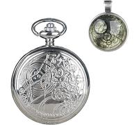 Orologio da Taschino Vintage al Quarzo Doctor Who Orologio da Taschino con Cassa in Bronzo Quarzo Full Hunter Quadrante Bianco e Ciondolo Collana da Uomo retrò Dr Who (Color : Sliver 1)