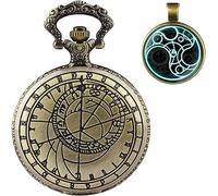 Orologio da Taschino Vintage al Quarzo Doctor Who Orologio da Taschino con Cassa in Bronzo Quarzo Full Hunter Quadrante Bianco e Ciondolo Collana da Uomo retrò Dr Who (Color : A)