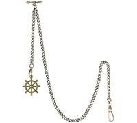 Orologio da taschino vintage al quarzo Orologio da taschino con catena Albert Orologio da taschino e catena, catena a T con ciondolo bussola, catena a maglia barbazzale 2 gancio antico Fob T Bar for M