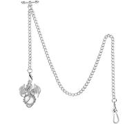 Orologio da taschino vintage al quarzo Orologio da taschino con catena Albert Orologio da taschino e catena, catena a T con ciondolo bussola, catena a maglia barbazzale 2 gancio antico Fob T Bar for M