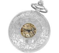 Orologio da taschino vintage al quarzo Orologio da taschino Design unico cavo con catena Adatto for il regalo di Natale di compleanno Festa del papà (Color : 18 silver)