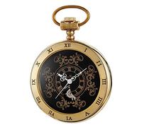 Orologio da Taschino Vintage al Quarzo Senza Batteria Orologio da Taschino Meccanico Stile Nero, Orologi da Taschino Meccanici Vintage Numeri Romani con Custodia e Catena da Uomo (Color : Ma006)