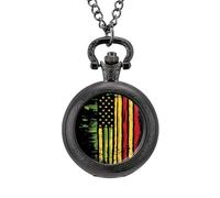 Orologio da taschino vintage con bandiera africana in stile retrò, con ciondolo in lega, idea regalo per uomo e donna, Stile nero, misura unica