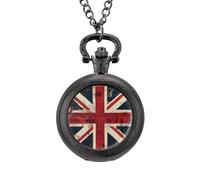 Orologio da taschino vintage con bandiera britannica, in lega, idea regalo per uomini e donne, Stile nero, misura unica