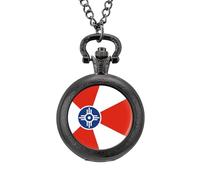 Orologio da taschino vintage con bandiera della città di Wichita, in lega, idea regalo per uomo e donna, Stile nero, misura unica