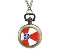 Orologio da taschino vintage con bandiera della città di Wichita, in lega, idea regalo per uomo e donna, stile rame, misura unica
