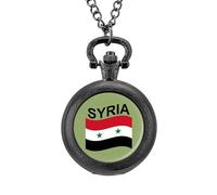 Orologio da taschino vintage con bandiera della Siria in lega, idea regalo per uomo e donna, Stile nero, misura unica