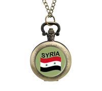 Orologio da taschino vintage con bandiera della Siria in lega, idea regalo per uomo e donna, stile rame, misura unica