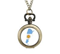 Orologio da taschino vintage con bandiera dell'Argentina, in lega, con ciondolo, collana regalo per uomo e donna, stile rame, misura unica