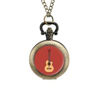 Orologio da taschino vintage con chitarra musicale, in lega, idea regalo per uomini e donne, stile rame, misura unica