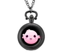 Orologio da taschino vintage con ciondolo in lega, con ciondolo a forma di pesce Blobfish, regalo per uomo e donna, Stile nero, misura unica