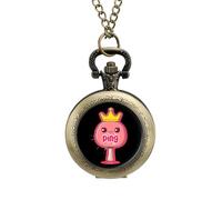 Orologio da taschino vintage con ciondolo in lega di ping pong queen, idea regalo per uomo e donna, stile rame, misura unica