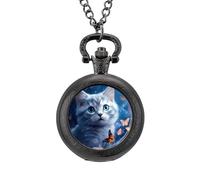 Orologio da taschino vintage con ciondolo in lega e farfalla, regalo per uomo e donna, Stile nero, misura unica