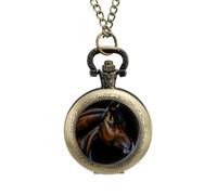 Orologio da taschino vintage con ritratto di un cavallo arabo, in lega, idea regalo per uomo e donna, stile rame, misura unica