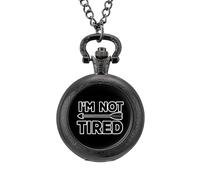 Orologio da taschino vintage con scritta "I'm Not Tired with Arrow", in lega, idea regalo per uomini e donne, Stile nero, misura unica