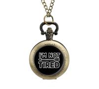 Orologio da taschino vintage con scritta "I'm Not Tired with Arrow", in lega, idea regalo per uomini e donne, stile rame, misura unica