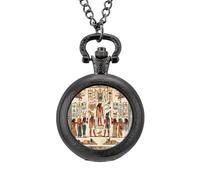 Orologio da taschino vintage con statua del faraone egiziano antico, orologio da taschino in lega, idea regalo per uomo e donna, Stile nero, misura unica