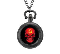 Orologio da taschino vintage con teschio dell'Unione Sovietica, in lega, idea regalo per uomo e donna, Stile nero, misura unica