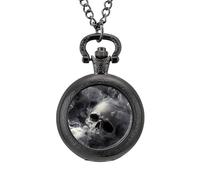 Orologio da taschino vintage con teschio e nuvole, in lega, idea regalo per uomo e donna, Stile nero, misura unica