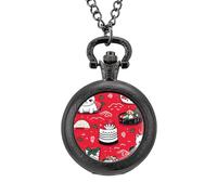 Orologio da taschino vintage giapponese con sushi e gatti carini, in lega, idea regalo per uomini e donne, Stile nero, misura unica