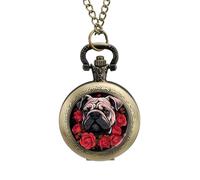 Orologio da taschino vintage in lega con ciondolo a forma di bulldog inglese, idea regalo per uomo e donna, stile rame, misura unica