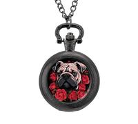 Orologio da taschino vintage in lega con ciondolo a forma di bulldog inglese, idea regalo per uomo e donna, Stile nero, misura unica