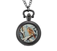 Orologio da taschino vintage in lega con ciondolo a forma di gheppio, idea regalo per uomo e donna, Stile nero, misura unica