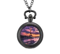 Orologio da taschino vintage in lega con ciondolo a forma di nuvole e nuvole in Francia, idea regalo per uomo e donna, Stile nero, misura unica