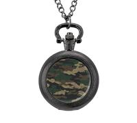 Orologio da taschino vintage mimetico in lega, con ciondolo, collana regalo per uomo e donna, Stile nero, misura unica