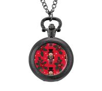 Orologio da taschino vintage natalizio con ciondolo in lega, idea regalo per uomini e donne, Stile nero, misura unica