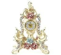 Orologio da tavola in porcellana italiana Capodimonte sopramobile con fiori Arte