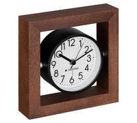 Orologio da Tavolo 13,2x13,2x4,3cm - Orologio Scrivania Legno Marrone Scuro - Quadrante Bianco Numeri Grandi - Orologio Moderno Silenzioso Quadrato