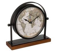 Orologio da tavolo "Flavia", metallo e legno, nero, H20 cm