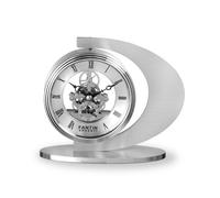 Orologio da tavolo in metallo con movimenti a vista e movimento 15,5x5,5ch13,5 cm in metallo satinato in scatola regalo cromo