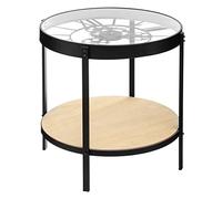 Tavolino da Salotto con Orologio E Scaffale Br - , Ø 49 CM, Metallo - Atmosphera