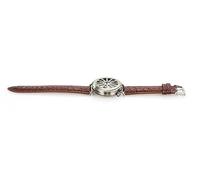 Orologio da trincea vintage, cassa in argento, cinturino in pelle marrone, stile prima guerra mondiale 1914-1918