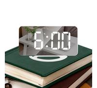 Orologio da trucco a LED: schermo a specchio compatto, elegante unità di tempo digitale | orologio di attenuazione automatica con numeri LED luminosi, timer da tavolo minimalista per Dorm College