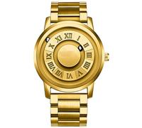 Orologio da uomo a sfera non magnetico - orologio impermeabile in acciaio inossidabile, quadrante con numeri romani, resistenza all'acqua fino a 30 metri, perfetto for collezione o regalo(Gold)